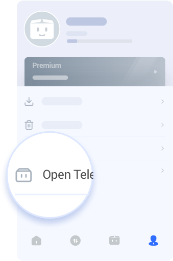 在"我的"页面打开 Telegram Bot 入口